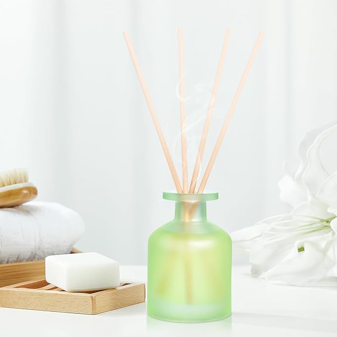 Reed Diffuser - Jasmine Lily 3.38oz (100ml) 2 Pack Essential Oil Reed Diffuser Set with 8 Sticks, Long Lasting Fragrance for Home, Bathroom, Bedroom, Room, Decor