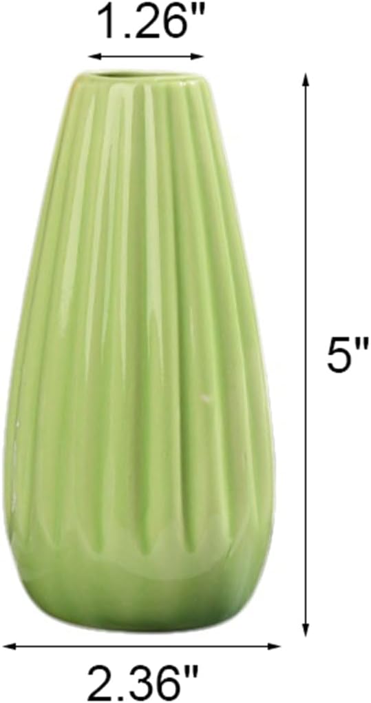 Ceramic Simple Vase for Flowers Plants,Mini Vase for Home Living Room Desk (Green 003)