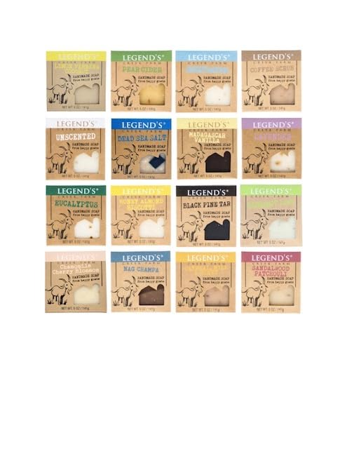 Legend's Creek Farm Goat Milk Soap - Cleansing Moisturizing Soap Bar for Hands and Body - 5 Oz Natural Soap for Sensitive Skin, Handmade in USA (VARIETY, 16-pack)