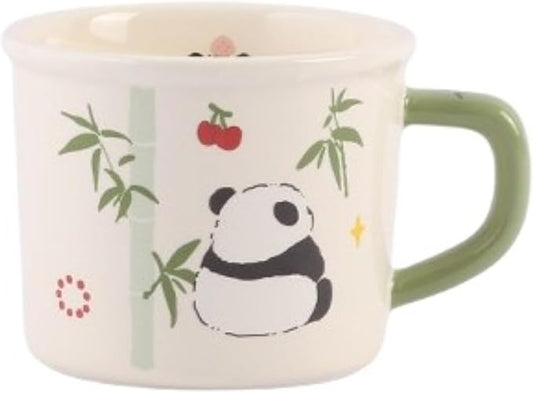 Ceramic Coffee Mug Coffee Cup Tea Cup with Handle 400ML/13.5OZ, Adorable Cartoon Panda Design, Novelty Gift (Panda with Cherry)