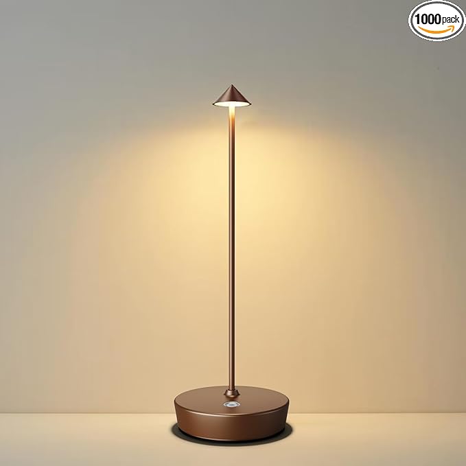 Rechargeable Cordless Table Lamp, 6000mAh LED Battery Operated Desk Lamp Touch 3 Color Stepless Dimming Portable Outdoor Waterproof Table Light for Patio/Restaurant/Dining/Home(Coffee)