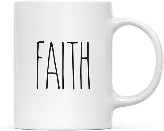 Andaz Press Rustic Farmhouse Kitchen Decor 11oz. Ceramic Coffee Tea Mug, Faith, 1-Pack, Includes Gift Box, Minimalist Birthday Idea