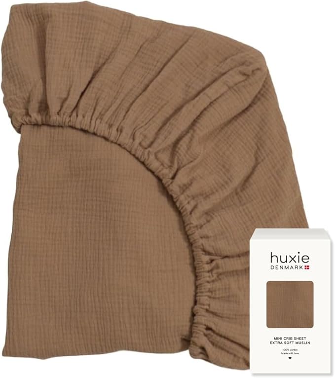 Denmark - Super Soft Muslin Mini Crib Sheets - 24'' x 38'' - 100% Organic Baby Crib Sheets for Boys and Girls (Natural)