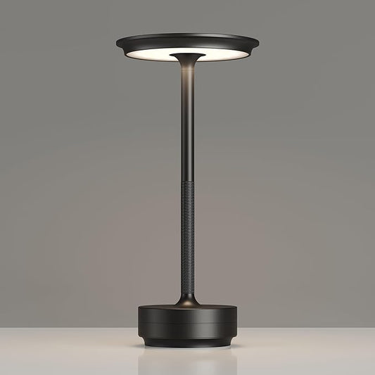 Cordless Rechargeable Table Lamps, Portable 5000mAh Restaurant Table Lamp, 3 Color Stepless Dimming LED Table Light with Memory Function, for Outdoor/Dinner/Patio/Camping.(Black)
