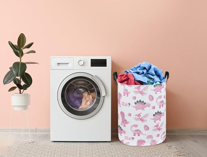 Pink Dinosaur Hamper,Kids Laundry Basket,Pink Storage Baskets for Boys and Girls Room Decor,Dinosaur Basket,Toy Organizer,Gift Hamper(Pink Dinosaur)