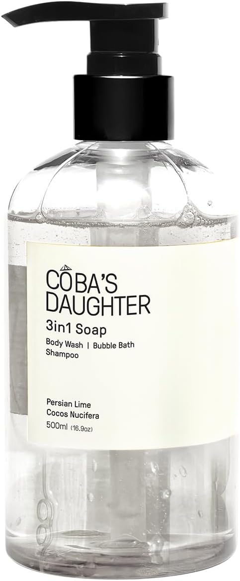 COBA'S DAUGHTER 3in1Soap Bubble Bath | Body Wash, Hand Wash| Cleanse, Nourish & Soften Skin with Inulin & Seaweed Extract | Persian Lime & Coconut Scent(16.9oz)