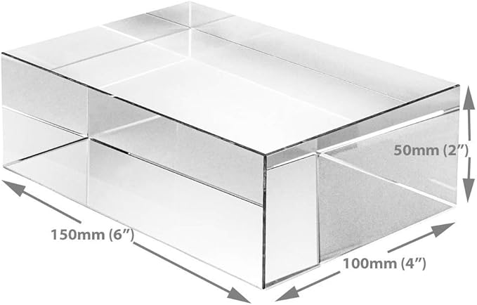 Amlong Crystal Clear Crystal Display Block (Not Acrylic), 6 inch x 4 inch x 2 inch