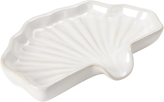 Soap Dish, Bar Soap Holder Self Draining Shell Shape Soap Dishes, White Ceramic Drain Soap Holder for Sink Bathroom Shower Kitchen, Easy to Clean Keeps Soap Dry, ANTIS'S HOME