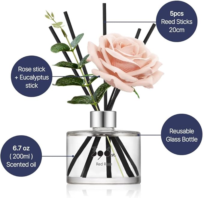 396 st. Rose Flower Reed Diffuser, Vanilla Lavender(Also Known as Garden Lavender), 200ml(6.7oz) / Reed Diffuser Sets, Scentsy Home Fragrance, Scented Oils, Home & Bathroom Décor