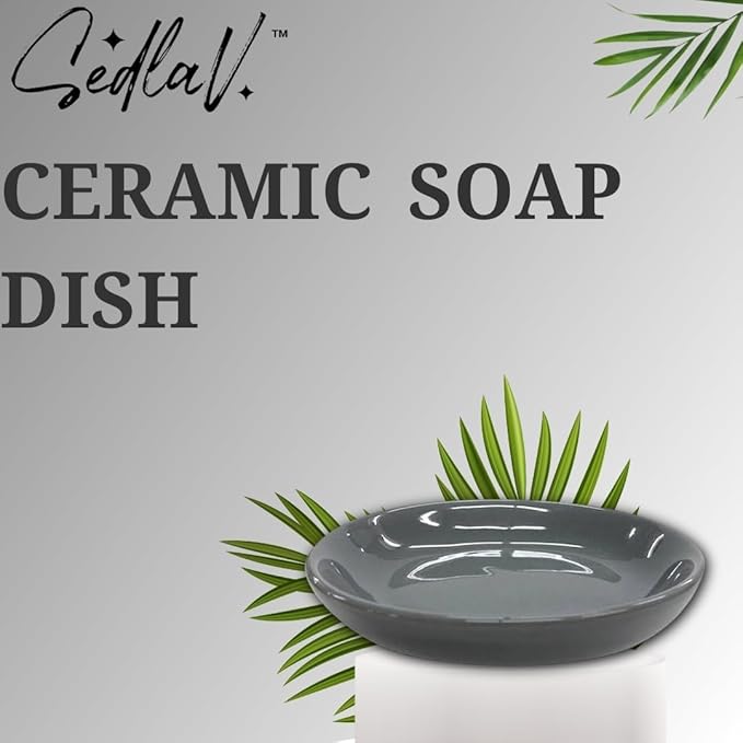 SEDLAV Ceramic Soap Dish, Soap Dish, Soap Holder, Bar Soap Holder, Bathroom Soap Holder (Gray)