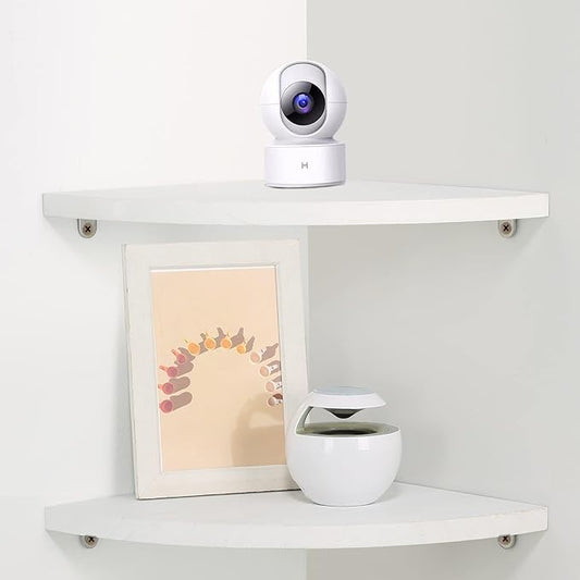10 inch Corner Wall Shelf Set of 2, Solid Wood Corner Floating Shelves for Wall, Round End Wall Mounted Floating Shelf for Bedroom, Living Room and Kitchen (White-10 inch)