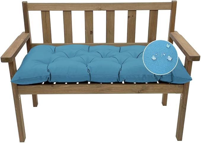 Outdoor Bench Cushion, Waterproof Swing Cushion Bench Seat Cushion, Swing Chair Replacement Seat Pads Cushion Pillow for Lounger Garden Furniture Patio Metal Wooden Bench (Blue, 47.24x20in)
