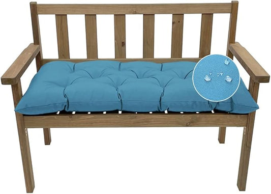 Outdoor Bench Cushion, Waterproof Swing Cushion Bench Seat Cushion, Swing Chair Replacement Seat Pads Cushion Pillow for Lounger Garden Furniture Patio Metal Wooden Bench (Blue, 47.24x20in)