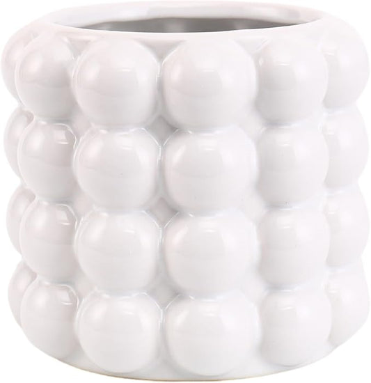 Bubble Vase, Small Vase, White Ceramic Vase, Short Vase, Ceramic Flower Vase, Unique Vase Home Decor, Decorative Vase for Flowers, Living Room, Bedroom, Office, Shelf, Coffee Table, 5 Inches