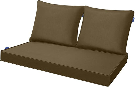 Outdoor Loveseat Cushion Set 46'' x 26'', Outdoor Deep Seat Cushions for Patio Furniture, Water Repellent Outdoor Seat Cushion and Couch Back Cushions for Bench, and Swing (Solid Dark Brown)