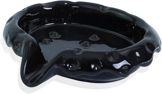 Ceramic Soap Dishes with Drain Spout, Modern Bathroom Countertop Soap Holder, Porcelain Soap Tray for Sink, Black.
