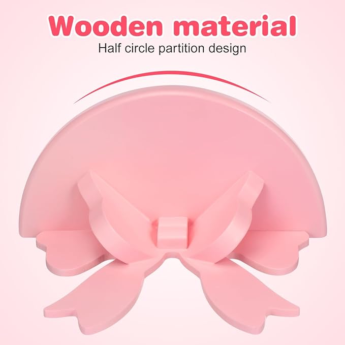 DOITOOL Wooden Floating Shelf Wall Mounted, Nordic Style Butterfly Semicircle Storage Shelf for Wall, Decoration Shelves for Bathroom, Bedroom, Kitchen, Living Room (Pink)