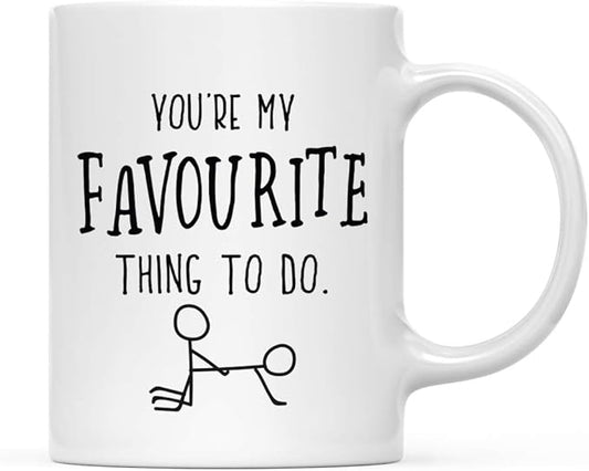 Andaz Press Valentine’s Day Funny 11oz. His Her Couples Coffee Mug Gift, You're My Favourite Thing To Do., 1-Pack, Gift Box