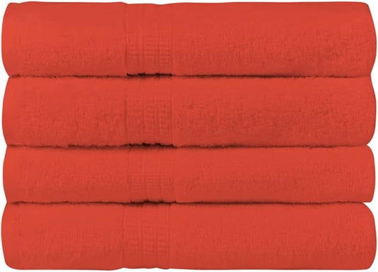 HOMELOVER 4 Piece Luxury Hand Towel Set - 100% Organic Cotton, 500 GSM, Hotel Quality, Highly Absorbent, Soft & Quick Drying Bathroom & Kitchen Towel for Face & Hand Washing (Coral Orange)