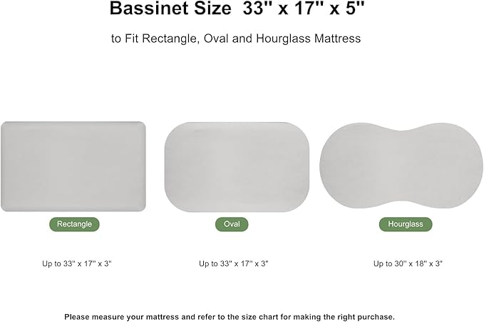 Muslin Bassinet Sheet for Baby Boy and Girl-2 Pack 17"x 33" Soft Bedside Bassinet Sheets Fitted for Rectangle, Round, Oval, Hourglass Mattress-Neutral Boho Olive Green & Beige Colors