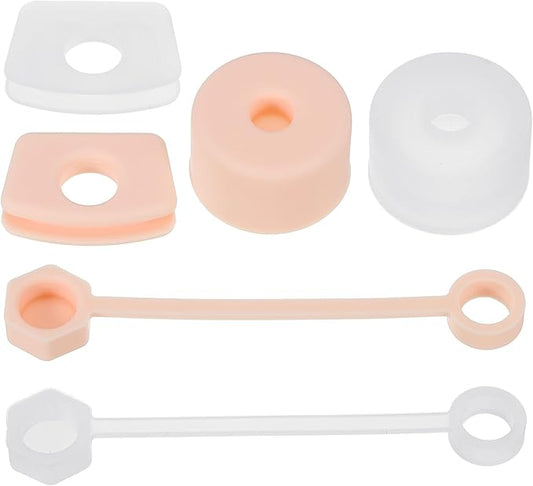 PATIKIL Silicone Spill Stopper for Straw Cup 2.0 40oz/ 30oz, Set of 6 Tumbler Accessories Including 2 Straw Cover Cap, 2 Square Spill Stopper and 2 Round Leak Stopper, Clear/Pink