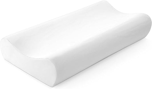 AM AEROMAX 32" King Size Contour Memory Foam Pillow, Neck Pillow for Neck Pain Relief, Neck Orthopedic Sleeping Pillows for Side, Back and Stomach Sleepers(White,Velvet)