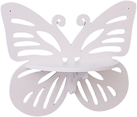 1Pcs Butterfly Floating Shelf Butterfly Shape Storage Rack Wood Wall Decor Bookshelf Picture Display for Bedroom Bathroom Living Room Decor Storage
