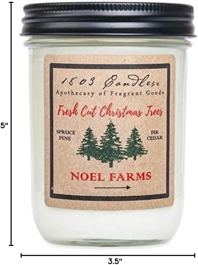1803 Candles - 14 oz. Jar Soy Candles - (Fresh Cut Trees)