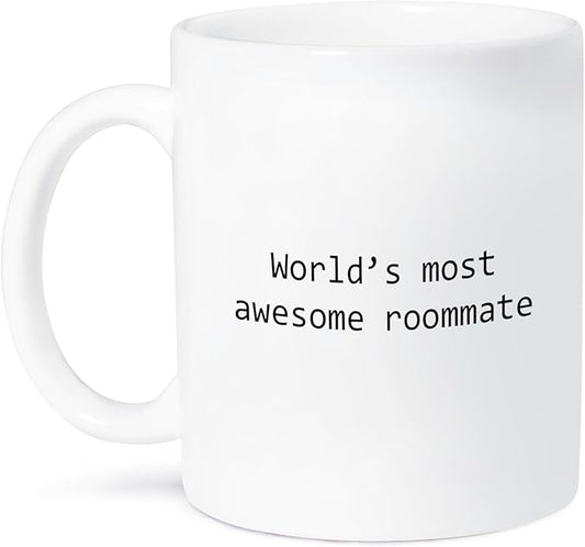 3dRose mug_195413_1 Worlds Most Awesome Roommate Ceramic Mug, 11-Ounce