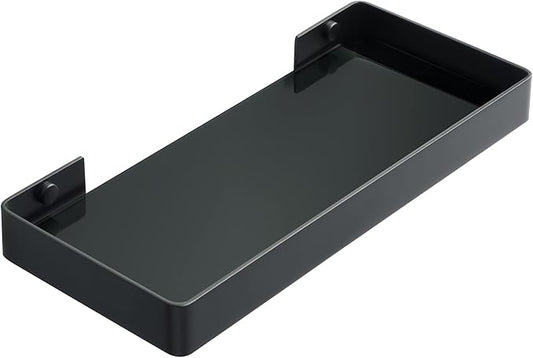 Alise Glass Bathroom Shelf, Black 11.8 Inch Rectangular Floating Shelves for Showers, Kitchens, SUS304 Stainless Steel Glass Shelf for Toilet, Room Decor