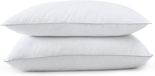 WOLKI Goose Feather Down Alternative Pillows King Size Set of 2, 100% Soft Cotton Shell Bed Pillow, Hotel Sleeping Pillow for Back, Stomach or Side Sleepers 20x36