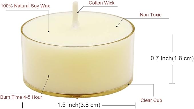 DEYBBY Natural Jasmine Scented Soy Wax Tealight Candles Bulk, Aromatherapy Luxury Tea Candle Set of 24-4 Hour Burning Great Gift