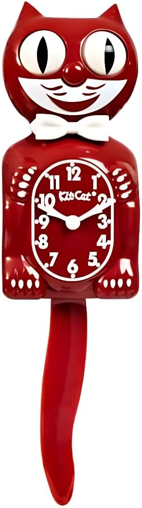 Kit-Cat Klock® Limited Edition Space Cherry Red kit - Iconic Retro Kit Cat Clock with Moving Eyes and Tail, Battery Operated Wall Clock, Made in USA, Perfect for Home Decor, Mid Century Modern Clock