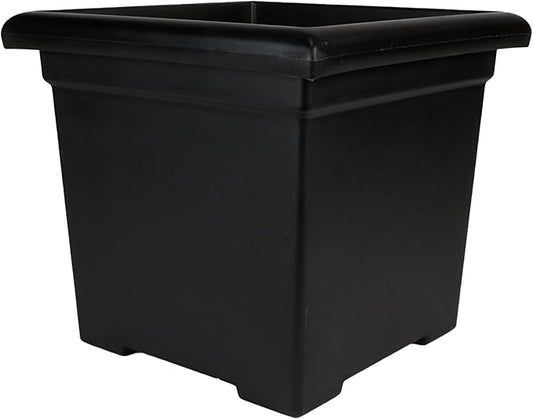 The HC Companies Accent Square Plant Pot w/Drainage - Classic Planters for Outdoor Plants & Indoor Plants - Lightweight & UV-Resistant Square Planter Box (12.5”, Black, Pack of 1)