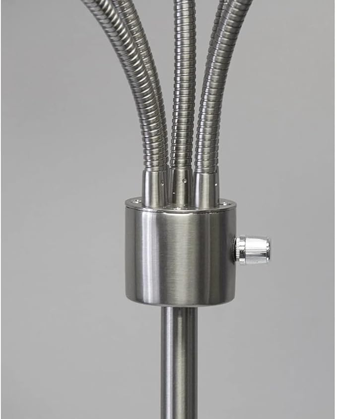 Adesso 7205-22 Multi-White Shade Floor Lamp, Adjustable Gooseneck Arms, Silver