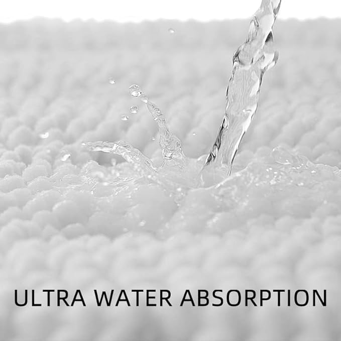 Bath Mat for Bathroom Ultra-Soft Machine Washable Rugs for Shower Room with Non-Slip Backing Shaggy Absorbent Luxury Chenille Bath Rug Perfect for Tub Sink Bedroom Door (24"x36", Pure White)
