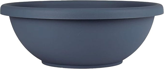 The HC Companies Shallow Planter with Drainage - Contemporary Garden Bowl Planter for Flowers, Herbs & More - Round Succulent Planter Pot for Indoors and Outdoors (13" Slate Blue, Pack of 1)