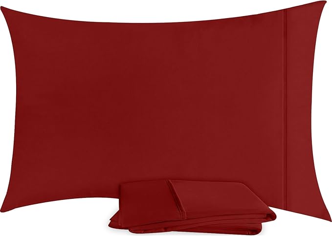 Utopia Bedding Standard Pillow Cases - 2 Pack - Envelope Closure - Soft Brushed Microfiber Fabric - Shrinkage and Fade Resistant Pillow Covers 20 X 26 Inches (Standard, Red)