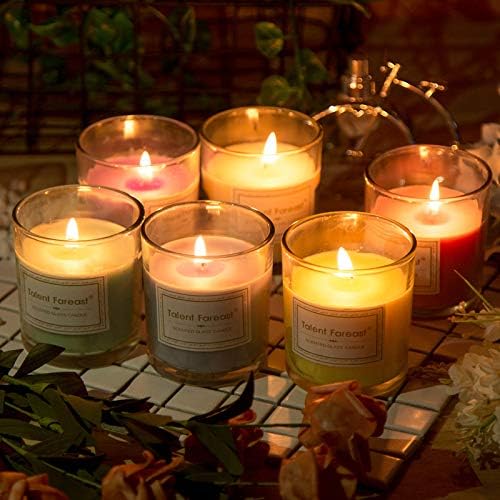 T-shin Natural Scented Candle,Aroma Candle Gift,Amber Perfume,Handmade Soy Wax in Glass Jar 12 Hours,Prefect for Meditation Stress Relief Mood Boosting (White-Amber)