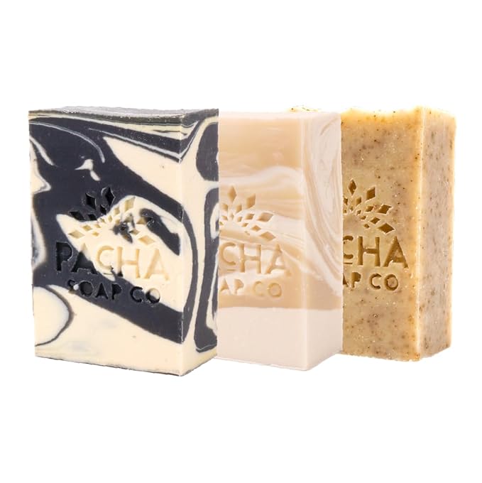 Pacha Earthy Clean Bar Soap 3 Pack | Premium, Handcrafted, Hydrating | Natural Face Wash, Hand Cleanser, Body Wash | Soothing Essential Oils, 4 oz