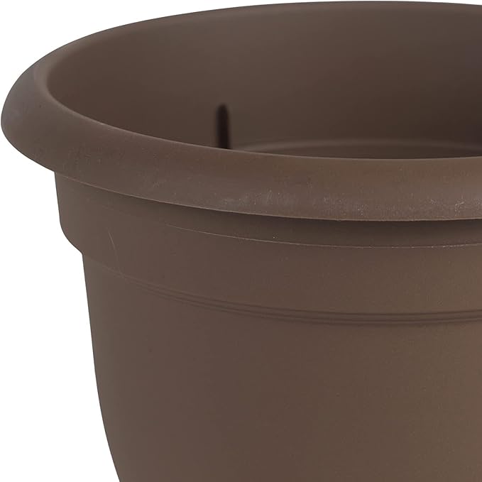 Bloem Ariana Self Watering Planter: 16" - Chocolate - Durable Resin Pot, for Indoor and Outdoor Use, Self Watering Disk Included, Gardening, 6 Gallon Capacity