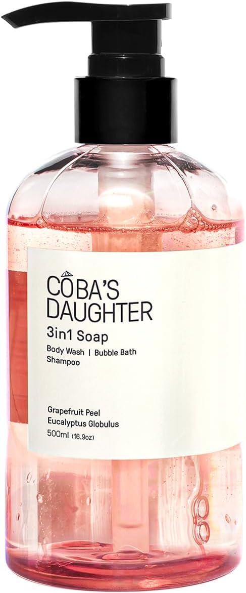 COBA'S DAUGHTER Grapefruit Peel & Eucalyptus Globulus 3-in-1 Soap | Body Wash, Bubble Bath, Shampoo | Cleanse, Nourish & Soften Skin with Inulin & Seaweed Extract | (16.9oz)