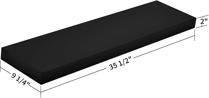 WELLAND 36 inch Black Mission Floating Shelves for Wall, Bathroom Wall Mount Shelves, Wood Modern Display Shelves, Book Shelves,for Bedroom,Living Room and Kitchen