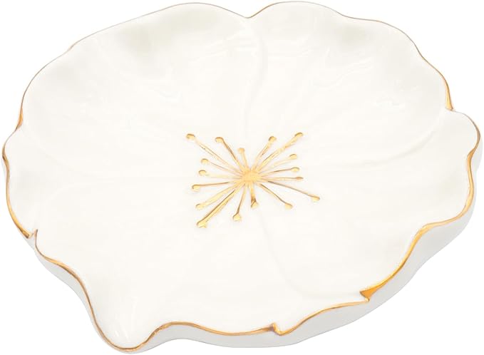 Elegant Bathroom Soap Dish, Inspired by Nature Hibiscus Flower, Ceramic Soap Dish Holder, Self-Draining and Multiple Styles for Bathroom Kitchen Accessories