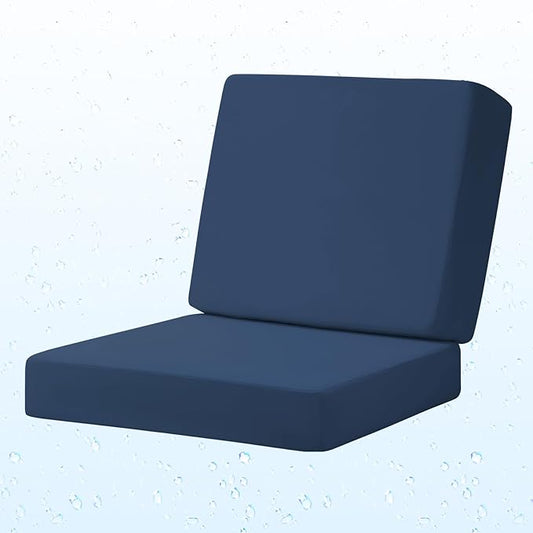Outdoor Deep Seat Cushion Set, 24 x 24 Inch Waterproof and Fade Resistant Patio Furniture Cushion Backrest with Ties for Patio Couch Sofa and Balcony (Blue, 24x24Inch)