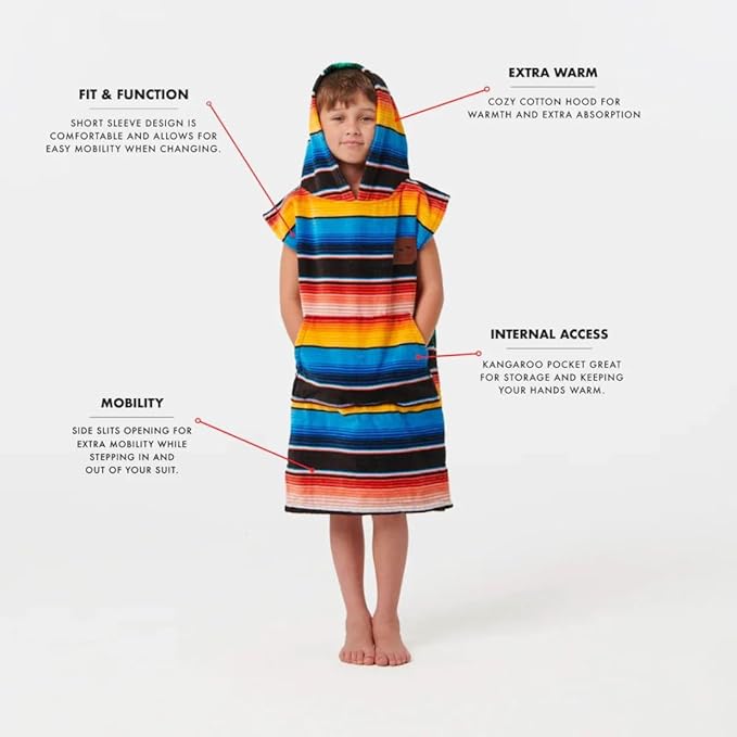 Slowtide Joaquin Changing Beach Poncho | Ultra Soft & Absorbent | Internal Access Dual Pockets