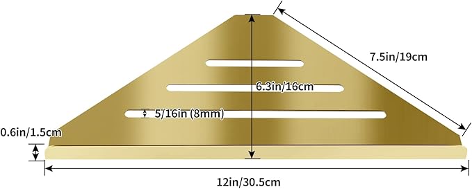2 Pcs 304 Stainless Steel Corner Shelf with Screws, Triangle Shower Caddy, Wall Mount Soap Holder for Bathroom, Kitchen Organization (Polished Gold)