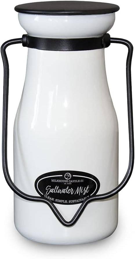 Milkhouse Candle Company, Creamery Glow Collection Scented Soy Candle: Milkbottle Jar Candle, Saltwater Mist, 8-Ounce