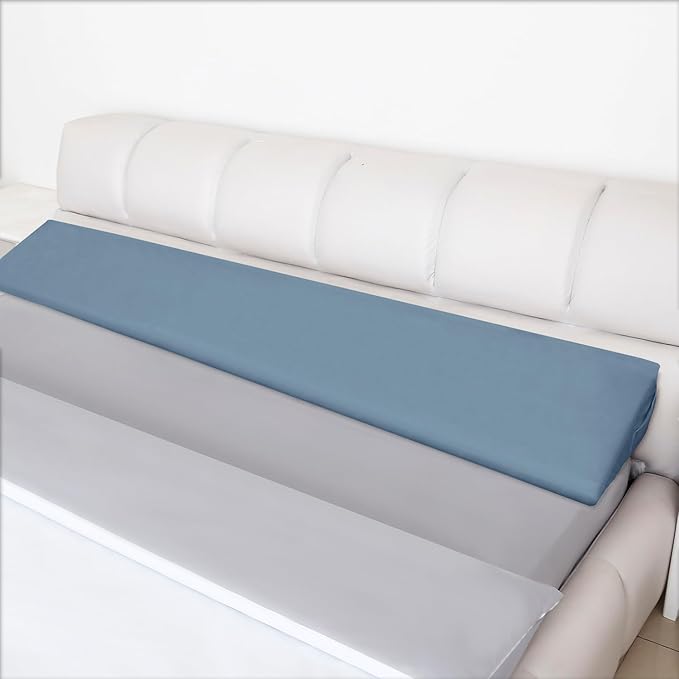 WdFour Bed Wedge pillow, close off Headboard, wall and Mattress Gap. incline, slanted sweat-proof pillow for neck and back pain relief anti-snoring for comfortable sleeping.(Smoky blue,39Wx10Dx6H)