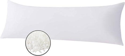 WhatsBedding Memory Foam Body Pillow for Adults, Long Body Pillow for Sleeping, Full Body Pillow for Bed (Removable Cotton Jersey Knitted Cover) - White